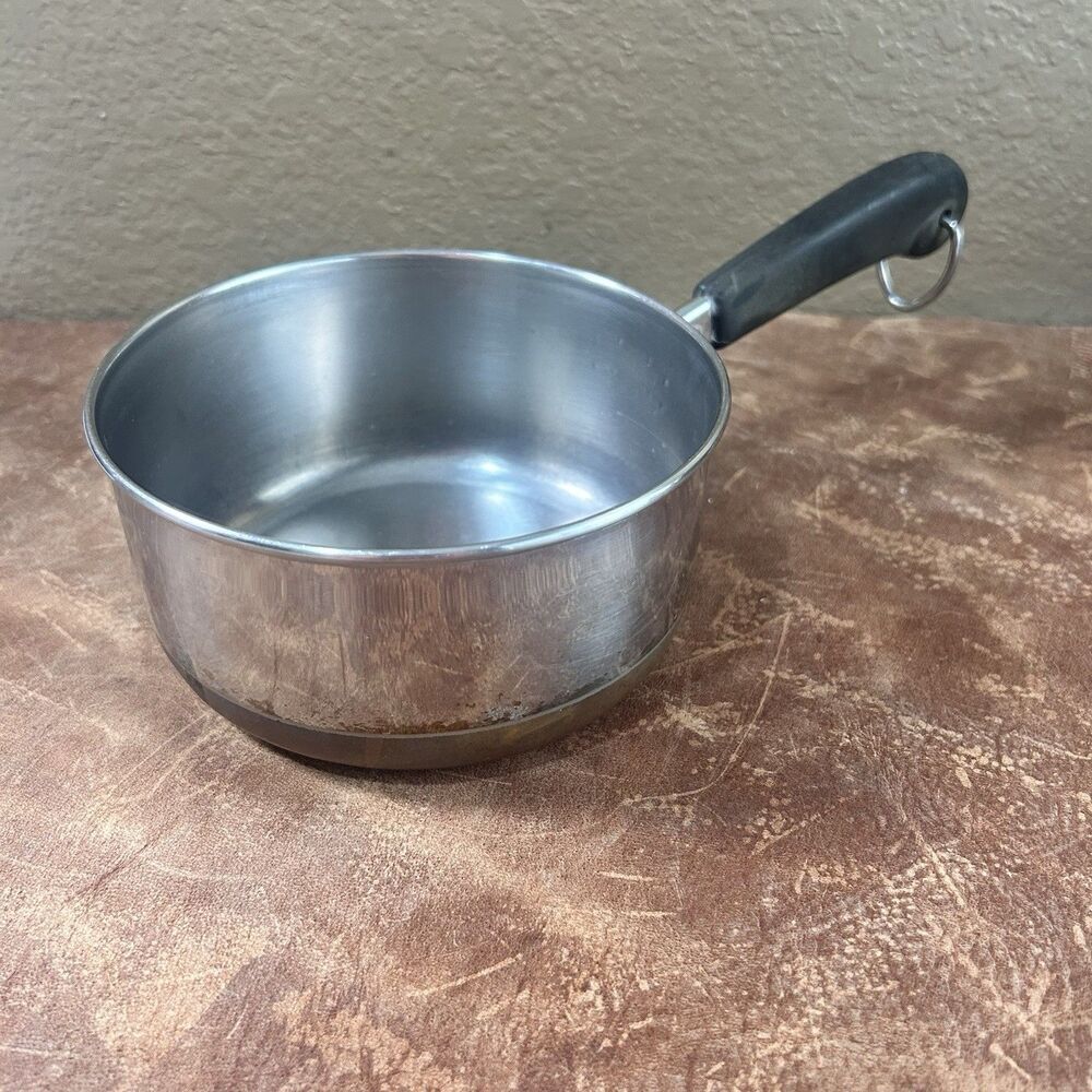 Revere Ware 1 Qt Saucepan Clinton Ill USA Stainless - Copper Bottom